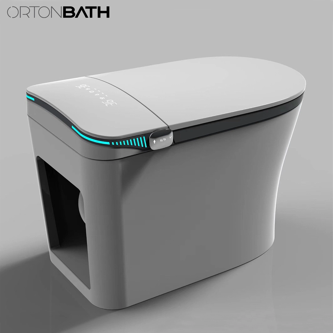 Ortonbaths Smart Touchless One Piece Toilet with Auto Dual Flush UV LED Sterilization Heated Seat Warm Water and Dry Lighting Intelligent Automatic Toilet