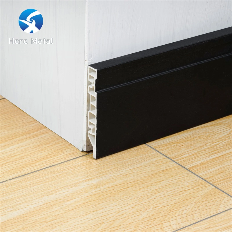 Precio barato 119mm Dormitorios plástico Baseboard PVC Negro tablas de planchar