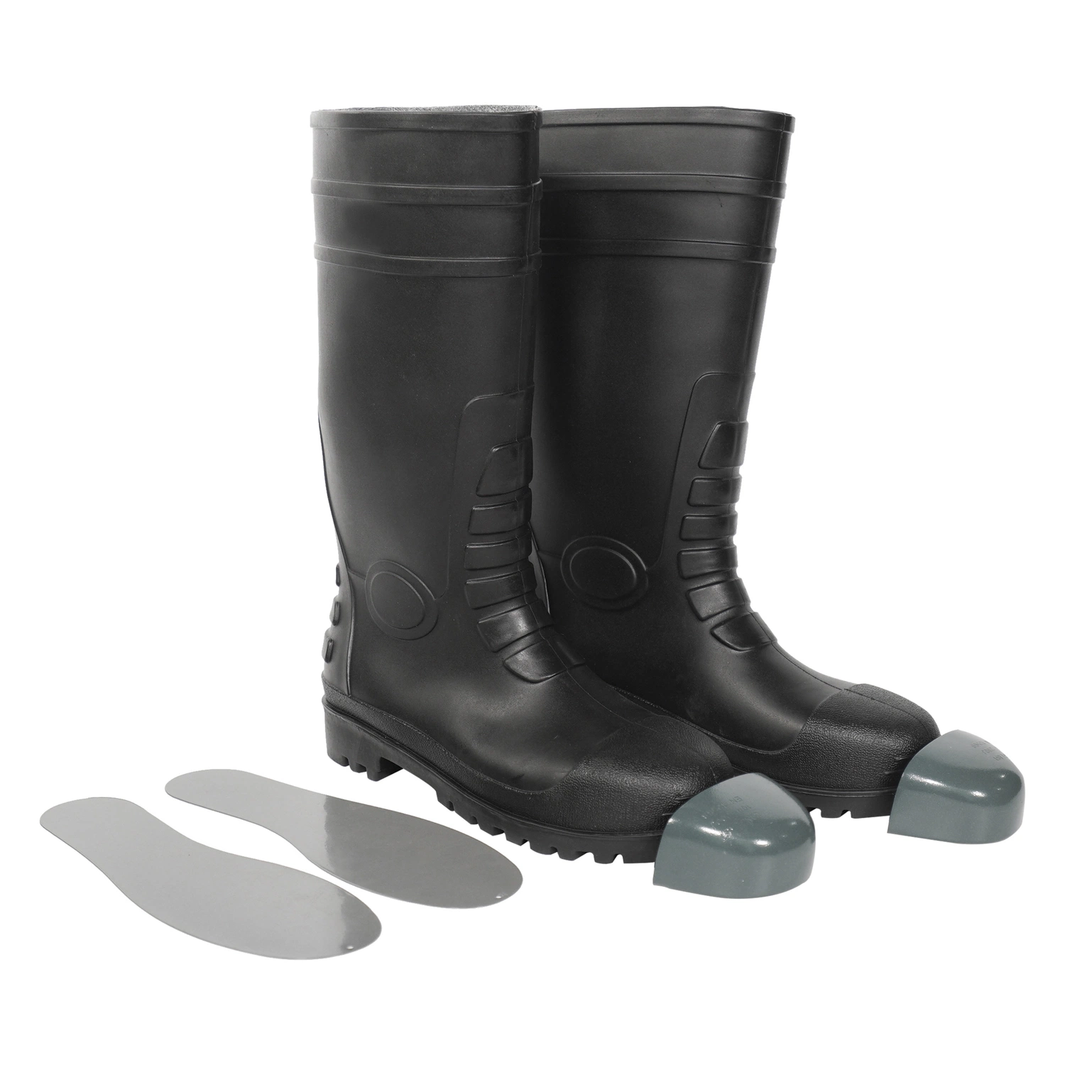 PVC Upper Fashion Style Man Steel Toe Botas para lluvia Jardín de Seguridad de TrabajoTrabajo de alta calidad impermeable Clásico liso Negro combate Tobillo nieve al aire libre invierno G