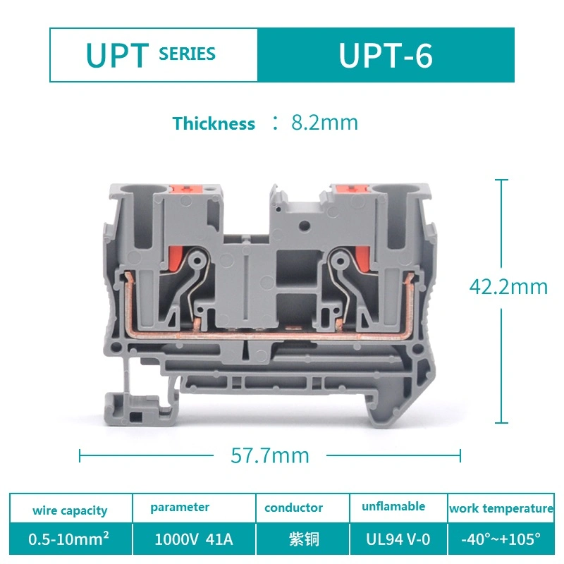 6mm2 retardateur de PA66 Phoenix UK Remplacement Plug-in de masse des blocs de jonction rail DIN