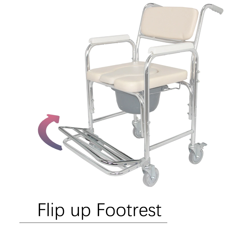 Mn-Dby003 Medical Equipment Aluminum Alloy Shower Toilet Chairs for Elderly Commode Chair