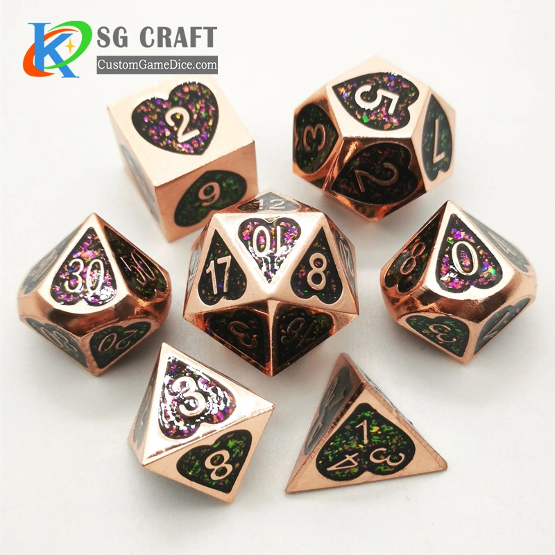 Wholesale/Suppliers Stock Customize Your Favourite Color Hard Enamel Three Colors Metal Dice for Game Coloured Metal Dice, Metal Enamel Dice