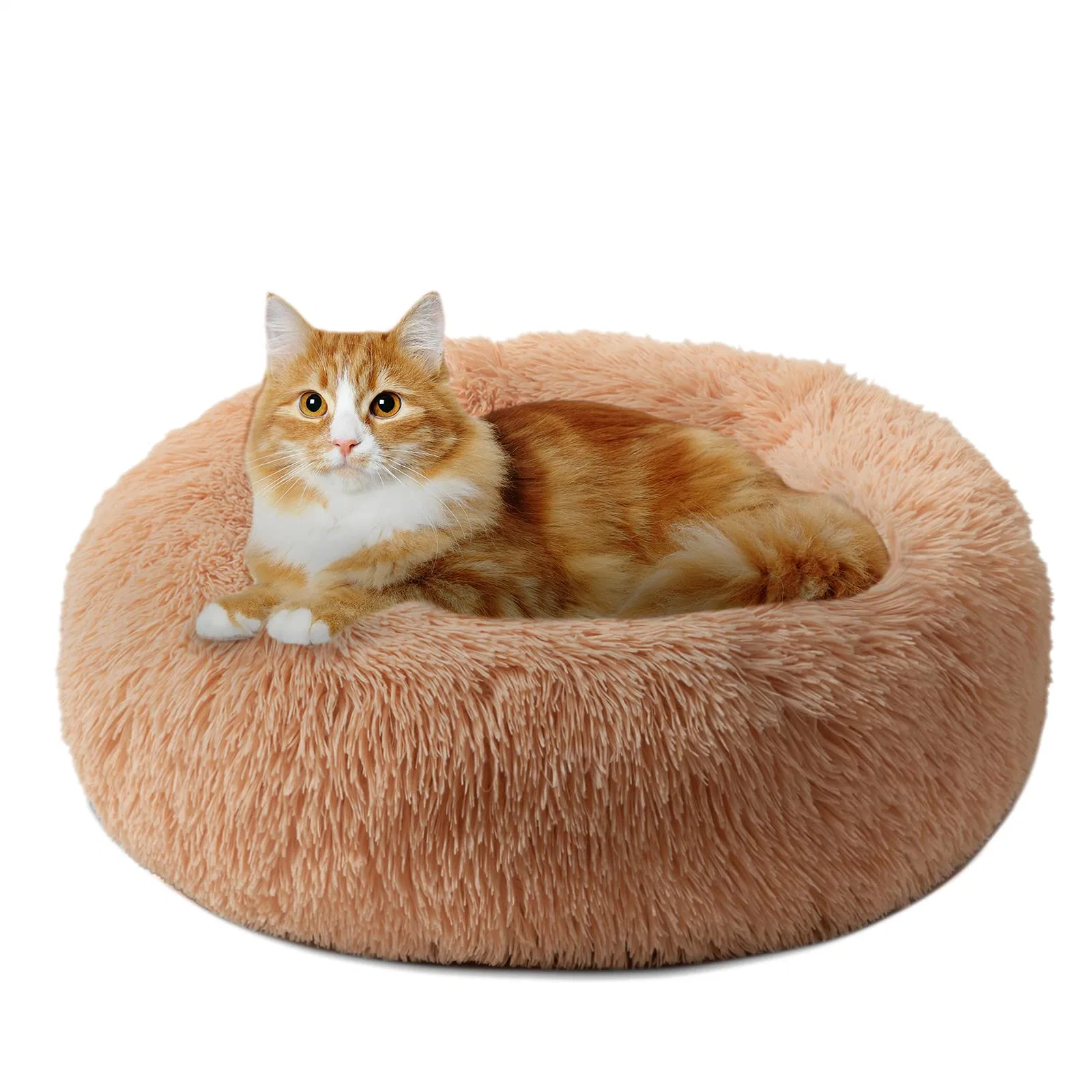 Super Soft Round Washable Plush Cat Dog Bed Calming Donut Cuddler Pet Bed//