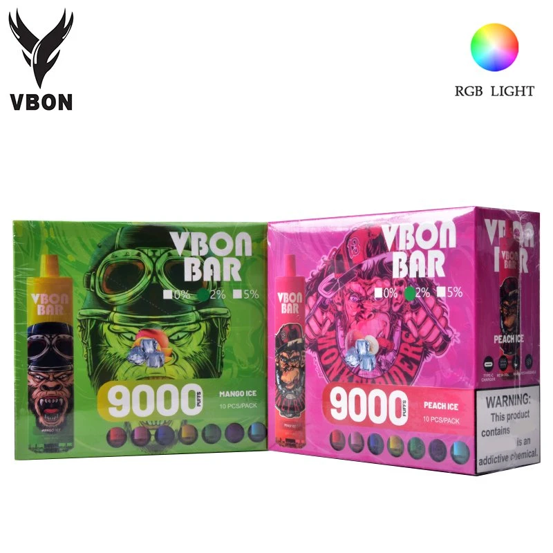 OEM Custom RGB Light Wholesale Disposable Pod 9000puff Vbon Bar Disposable Vape