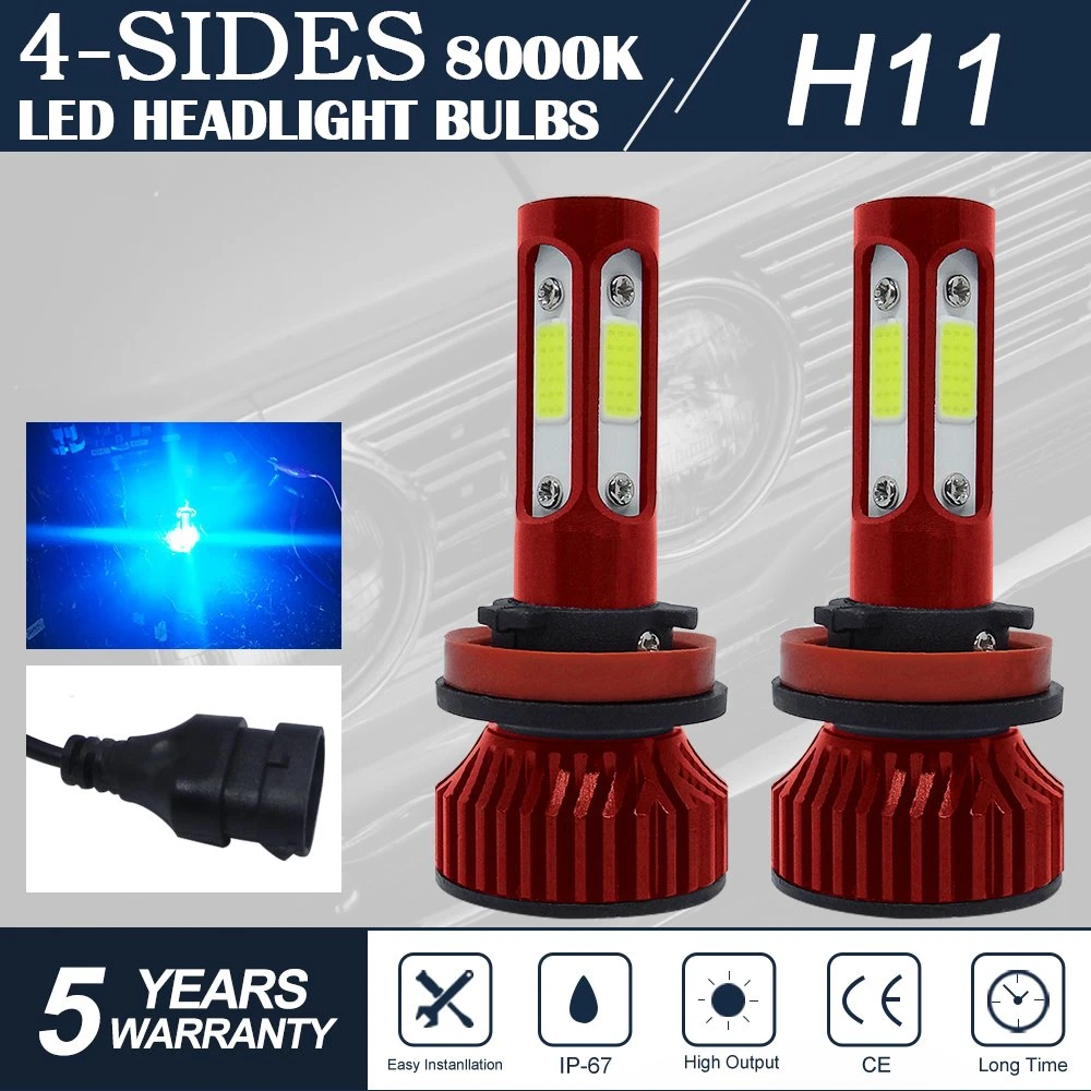 V4 8000lm 12V-24V 6000K H1 H3 H7 H8 H11 H13 9005 9006 LED Lamps Fog Lights Bulbs Red Colour