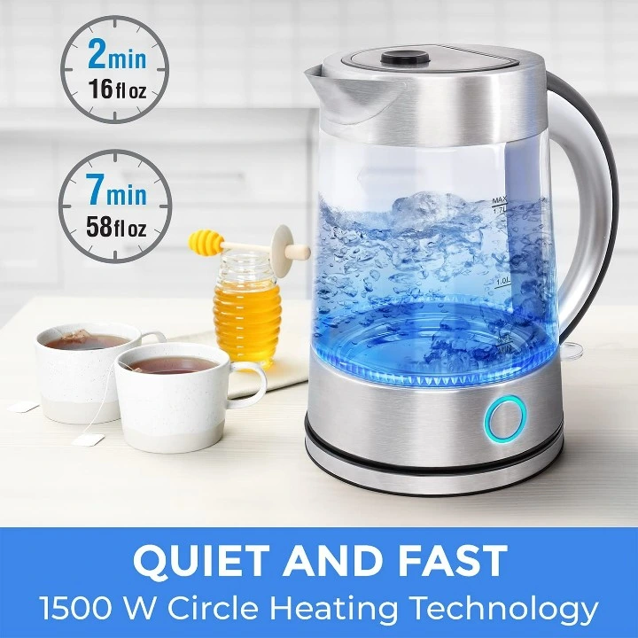 Factory Outlet Cordless Glass Water Boiler Stainless Steel Filter Electric Kettle