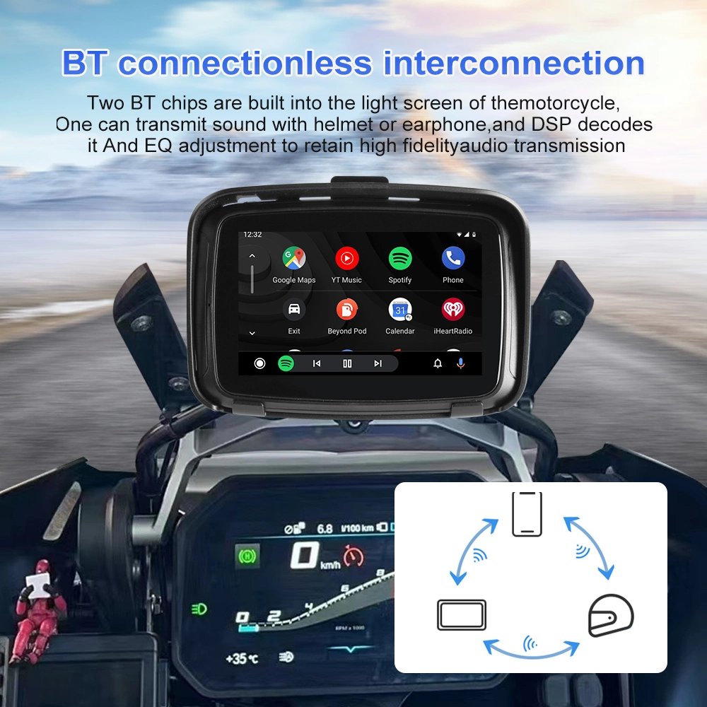 Jmance Portable Interconnect Screen M1 for Motorcycle Wireless Carplay Android Auto USB Music Phone Bracket Navigation