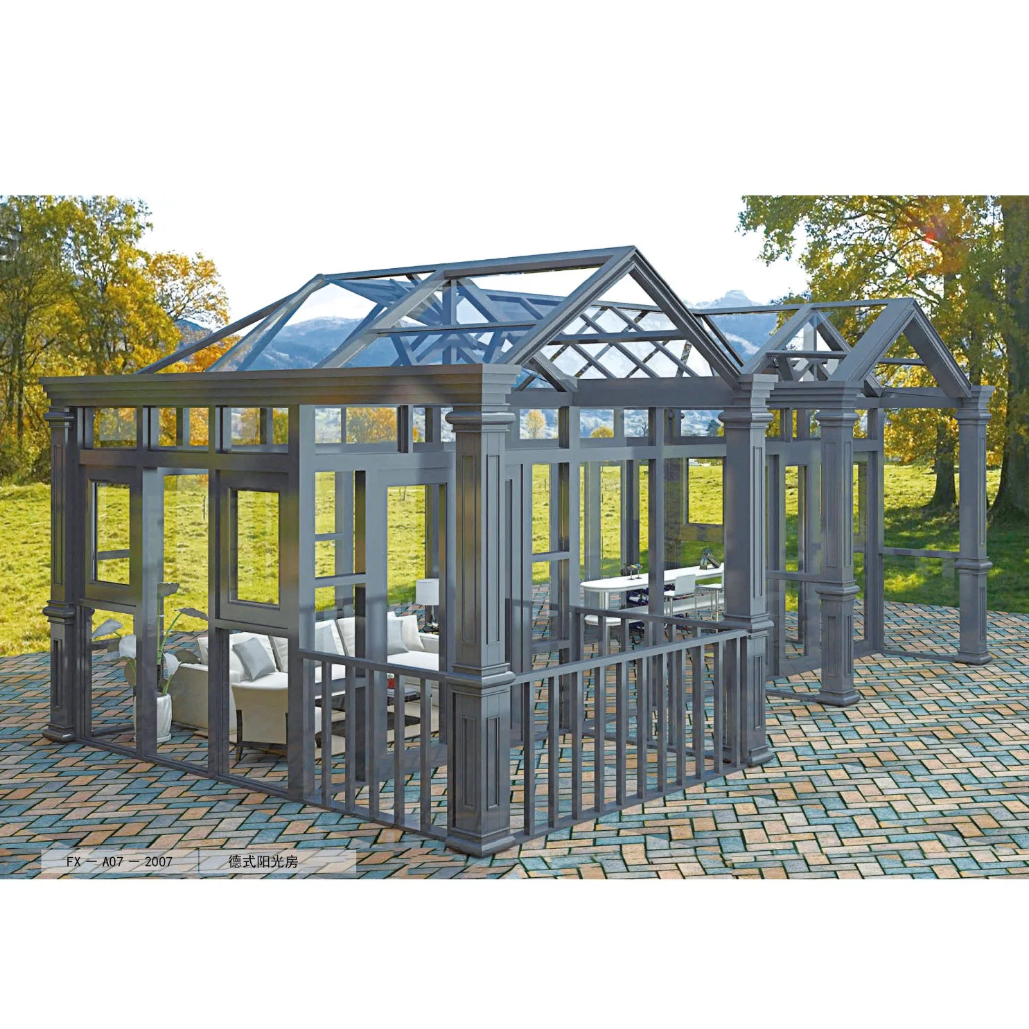 Aluminium Green House Alu Glass Sunroom System Extrusion Profile Series