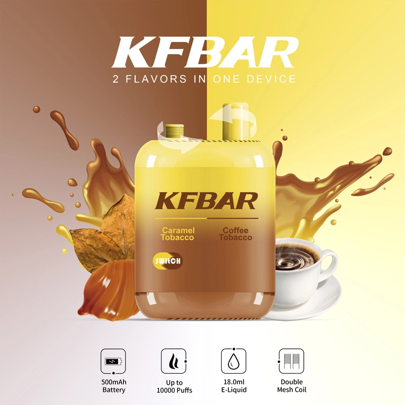 Новейший горячий продукт Kfbar 10000 шайб 2 в 1 Dual Frutity Flavors Disposable/Chargeable Vape Pod перезаряжаемый E сигарет