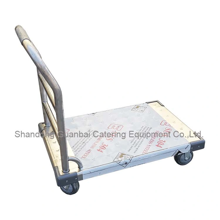 new product stainless steel two layer hand push trolley for transport and delivery of food