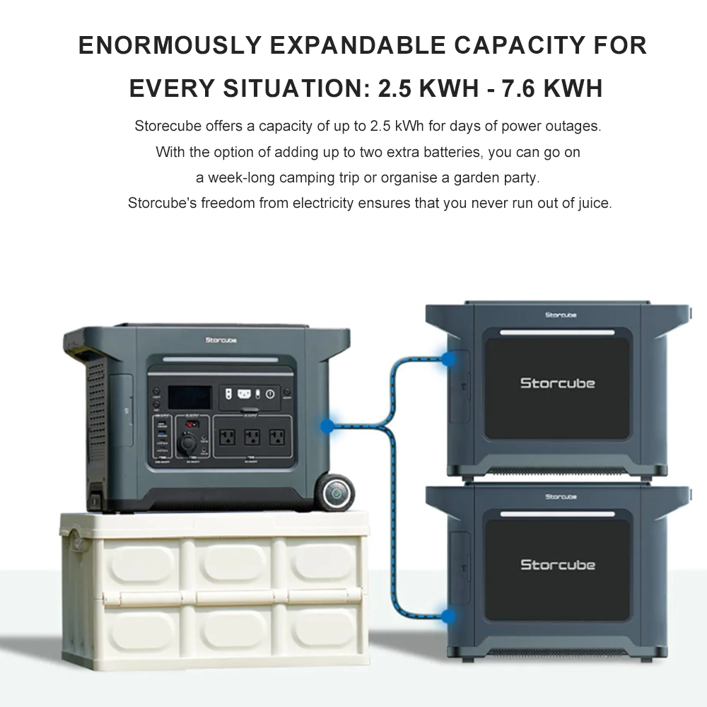 Almacenamiento para la central eléctrica Balcony Power Station 2560wh 3300W LiFePO4, 1200W Entrada solar