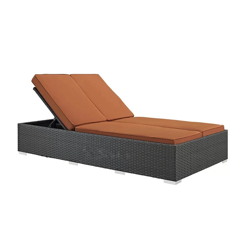 Outdoor Double Courtyard Leisure Folding Rattan Weaving Twin Bed