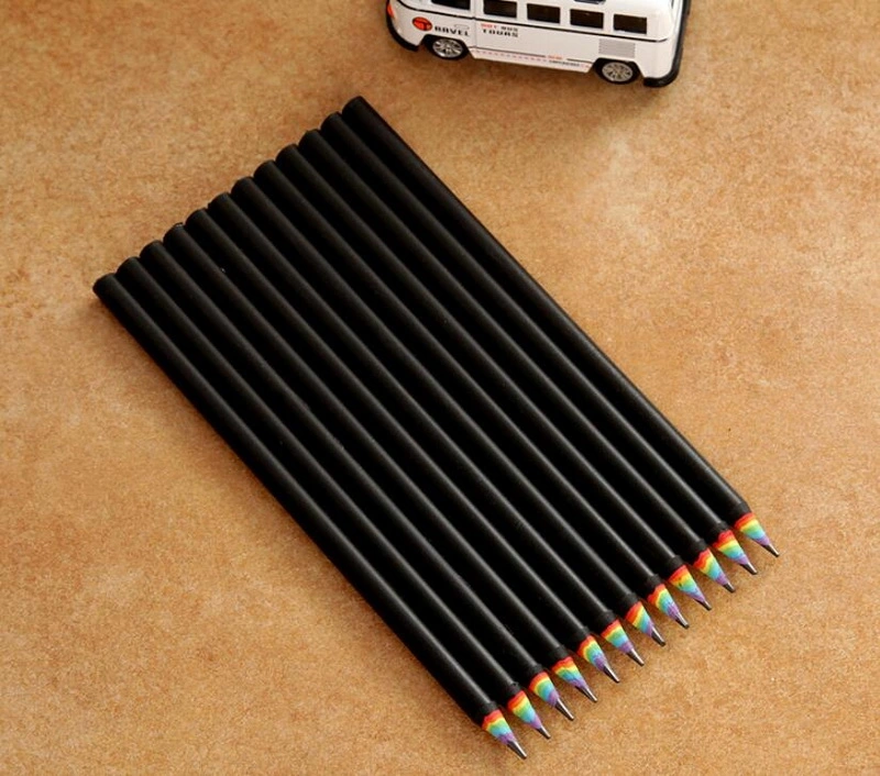 Rainbow Paper Pencils Rainbow Design Pencil for Kids School Office Supplies