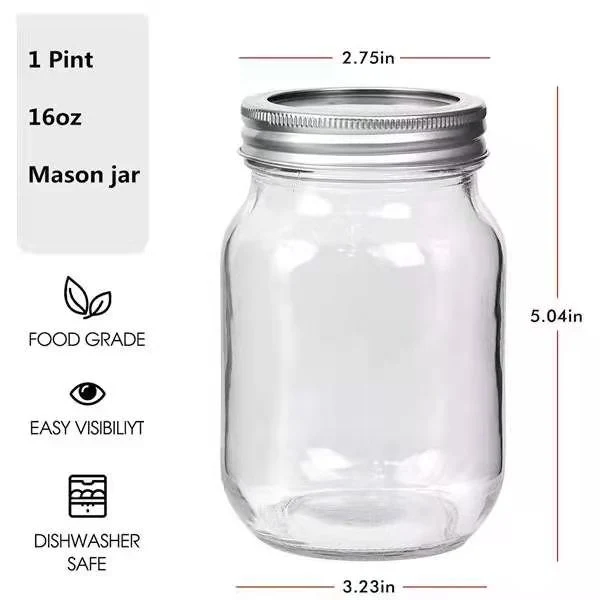 Glasbehälter Lieferant in Bulk-Storage-Dosen-Container-Verpackung 16oz 500ml Pint Mason Glas