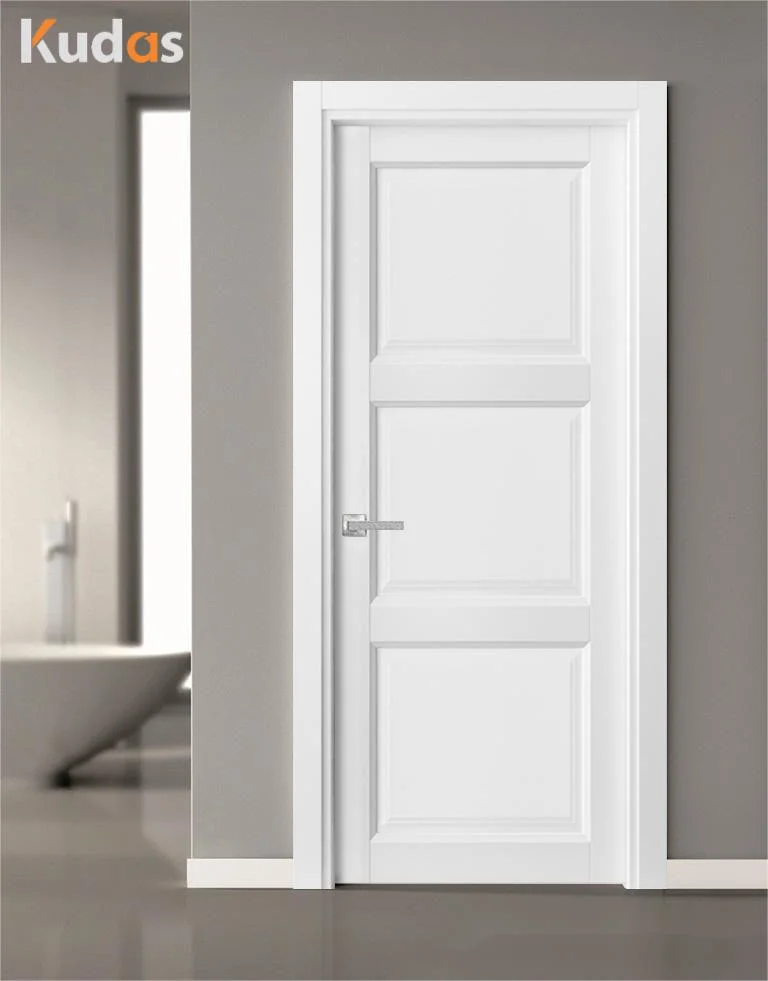 Kudas Panel Interior Bathroom Molded Solid Wood Black Doors for Apartment