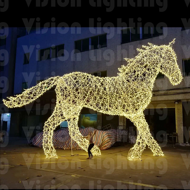 Outdoor Horse Animal Frame and Rope Motif Light for Holiday Light Show