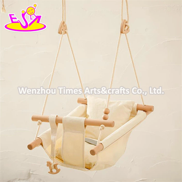 Indoor Outdoor Furniture Baby Wooden Hanging Swing Chair with Safety Belt W01d267