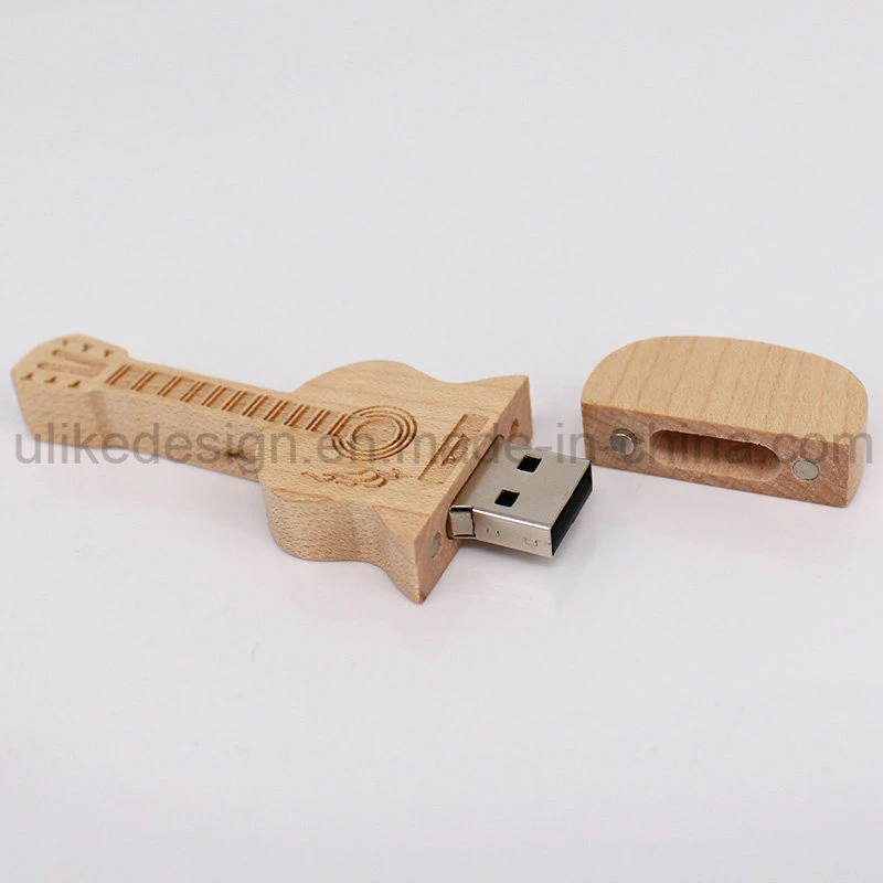 Guitar Shape Wooden Customized USB Flash Drive/USB Pen Drive/USB Flash Memory/Flash Disk/Pen Drive