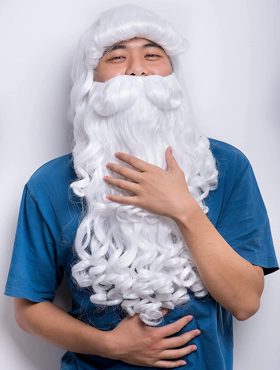 Santa Claus White Wig Beard Set Christmas Cosplay Props Grandpa Long