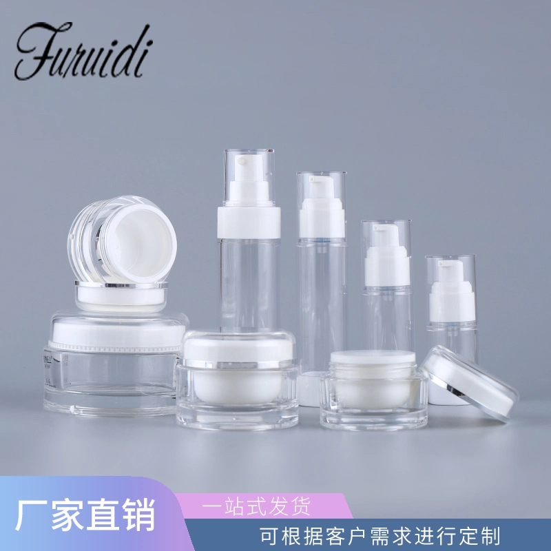 Pure Colors Pump Sprayer 15ml 30ml 50ml Circle Glass Bottle Empty Round Plastic Perfume Lotion Bottles for Cosmetic