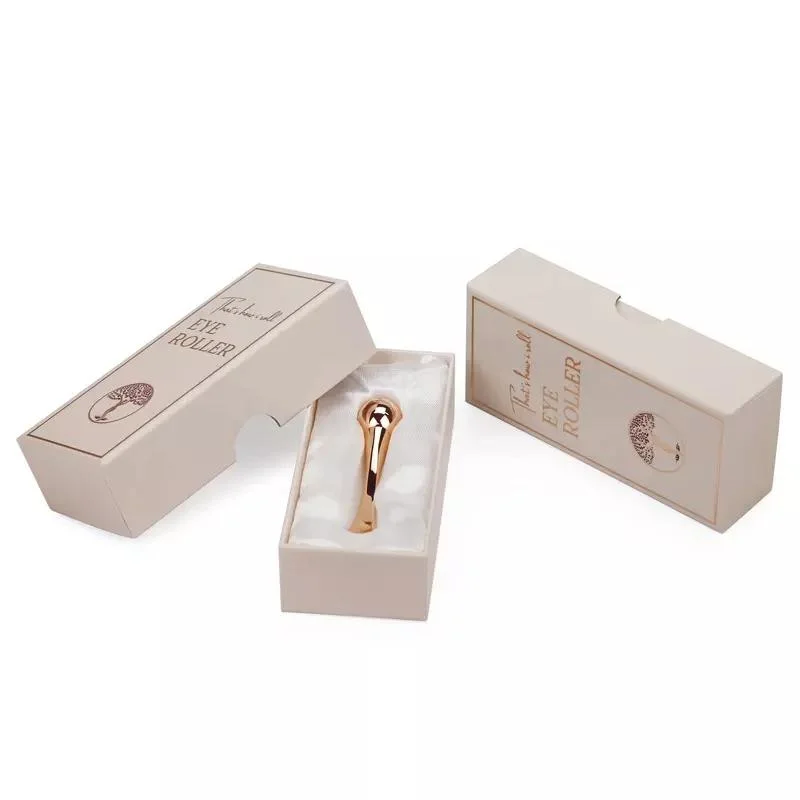 Custom Logo Printed Cardboard Luxury Pink Beauty Tools Eye Roller Cosmetic Paper Gift Box Packaging with Satin Insert