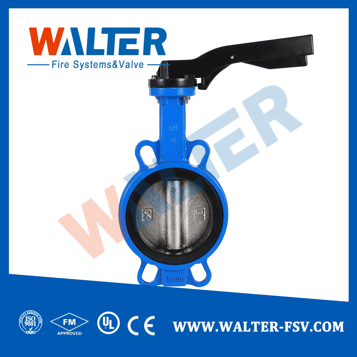 DN100 Lever Operat Cast Iron Wafer Type Butterfly Valve