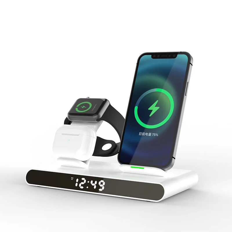 15W Fast Charging Alarm Clock Magnetic 3 in 1 Wireless Charger for Table