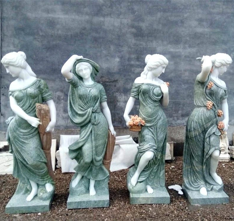 Hand Carved Stone Marble Four Seasons God Figure Statue Sculpture