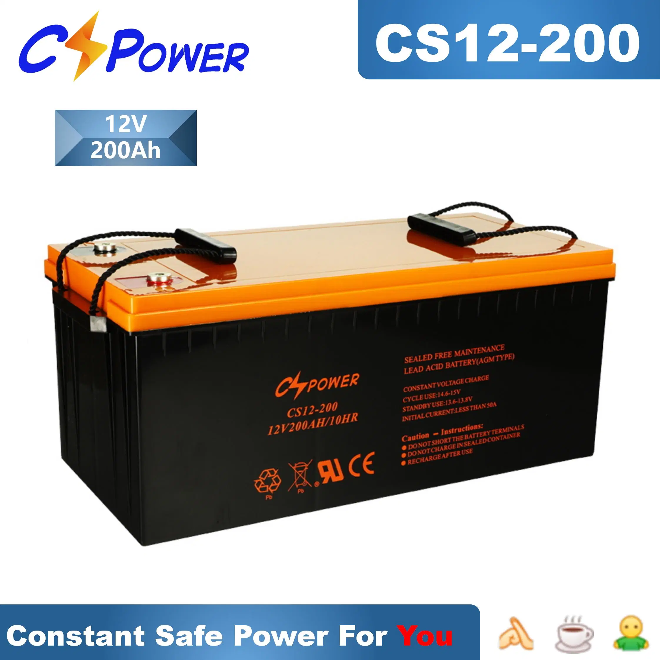 Batteries AGM pour lumière d'urgence rechargeable 12 V solaire/éolienne/chariot élévateur