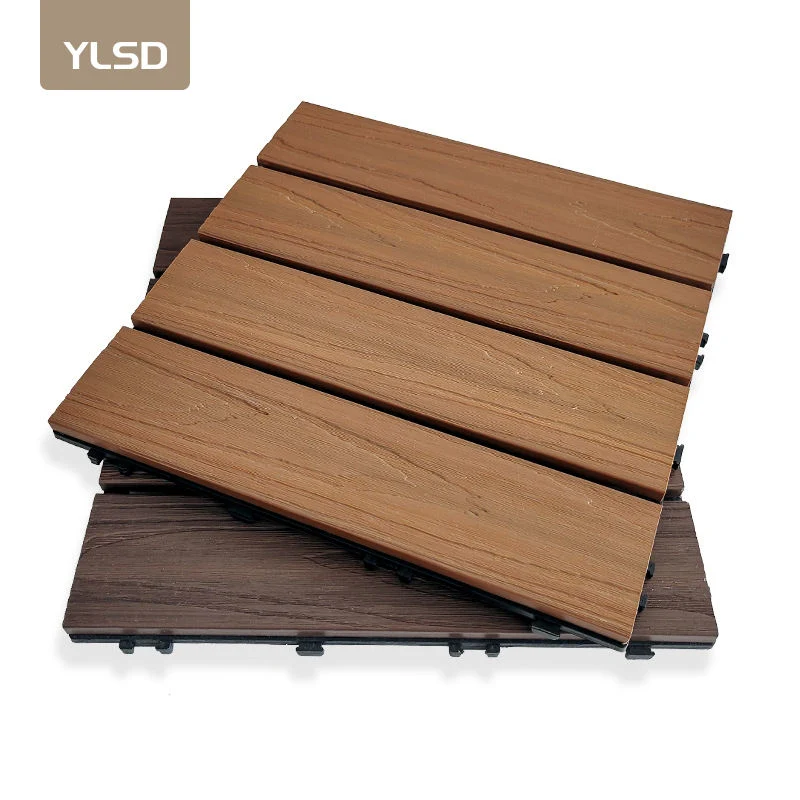 Estanco Precio barato Madera plástico compuesto interlocking Deck baldosas WPC Piso DIY 300*300mm