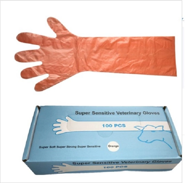 Desechables de alta calidad de HDPE LDPE/Venterinary guantes