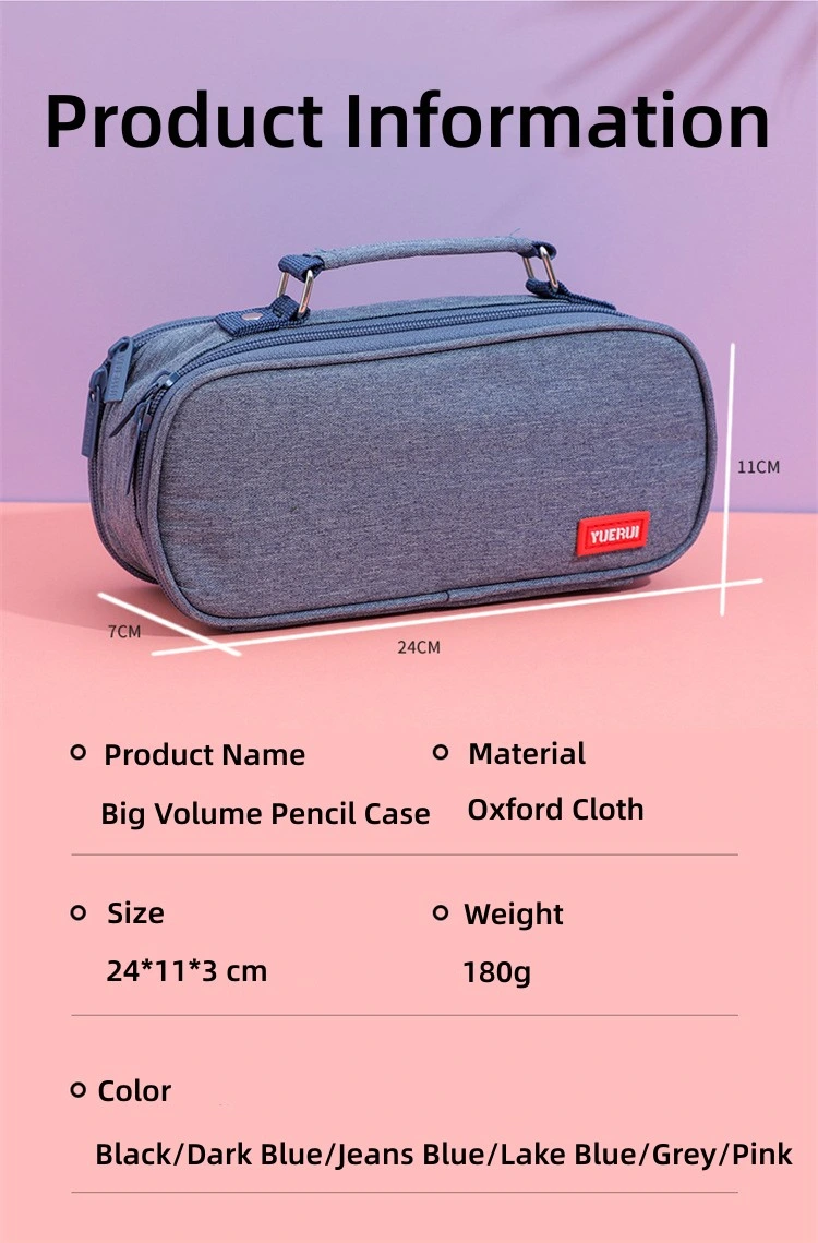 Paño Azul Jeans Oxford Bolsa Lápiz lápiz de almacenamiento de gran colorido de la bolsa de plumas de caso con cremallera Funda de gran capacidad multimedia