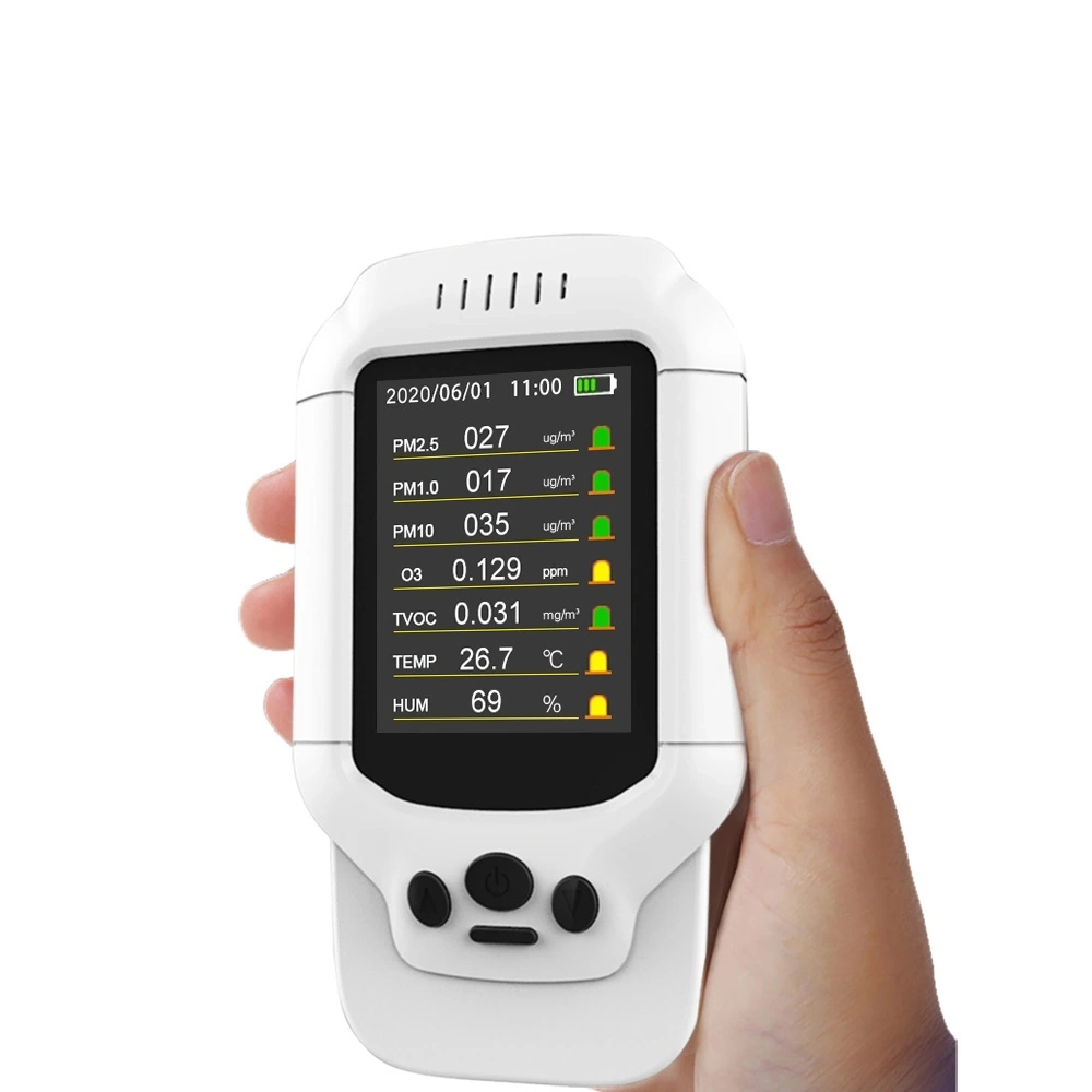 Multi-Function Air Quality Monitor, Measrue Pm1.0/Pm2.5/Pm10/Tvoc/O3/Temperature/Humidity/Aqi Dm502-O3