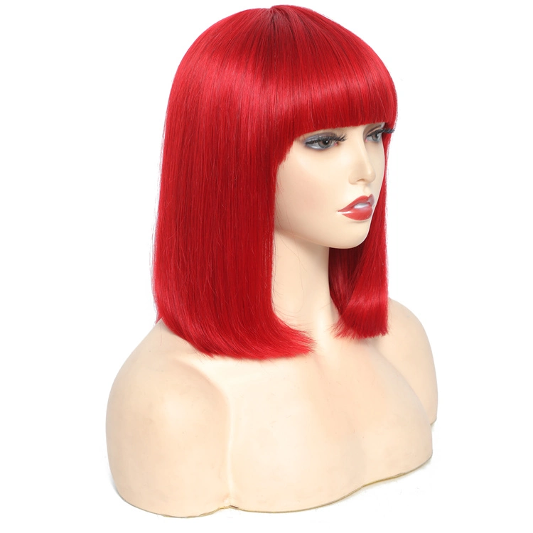 Color rojo Kbeth Bob peluca para las mujeres negras Don 2021 Verano Cool Remy transpirable de 12 a 14 en línea recta de 16 pulgadas Full HD de corto Cabello pelucas de encaje Wholesale