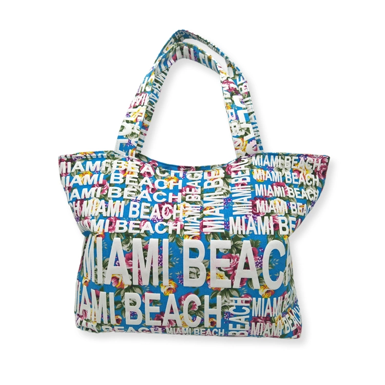 Custom Logo Letter Canvas Miami Souvenir Beach Tote Bag