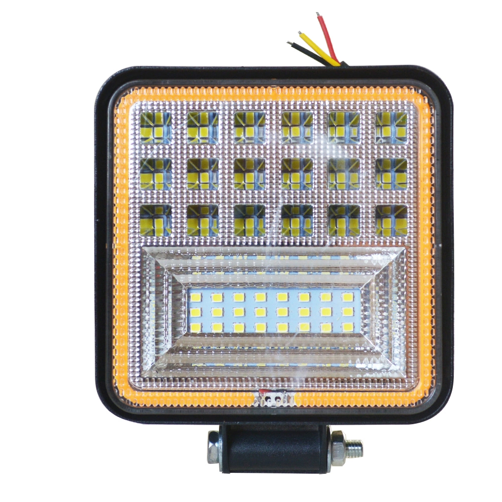 9-30V 4X4 Car Accessories Light 4 Inch 126W Truck Light LED Auto Lamps White+Yellow Square DRL Ring Work Fog Light LED