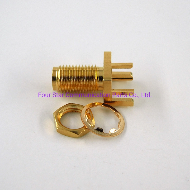 Electrical Waterproof RF Coaxial SMA Female Jack Straight Bulkhead End Launch Connector for Edge PCB Mount