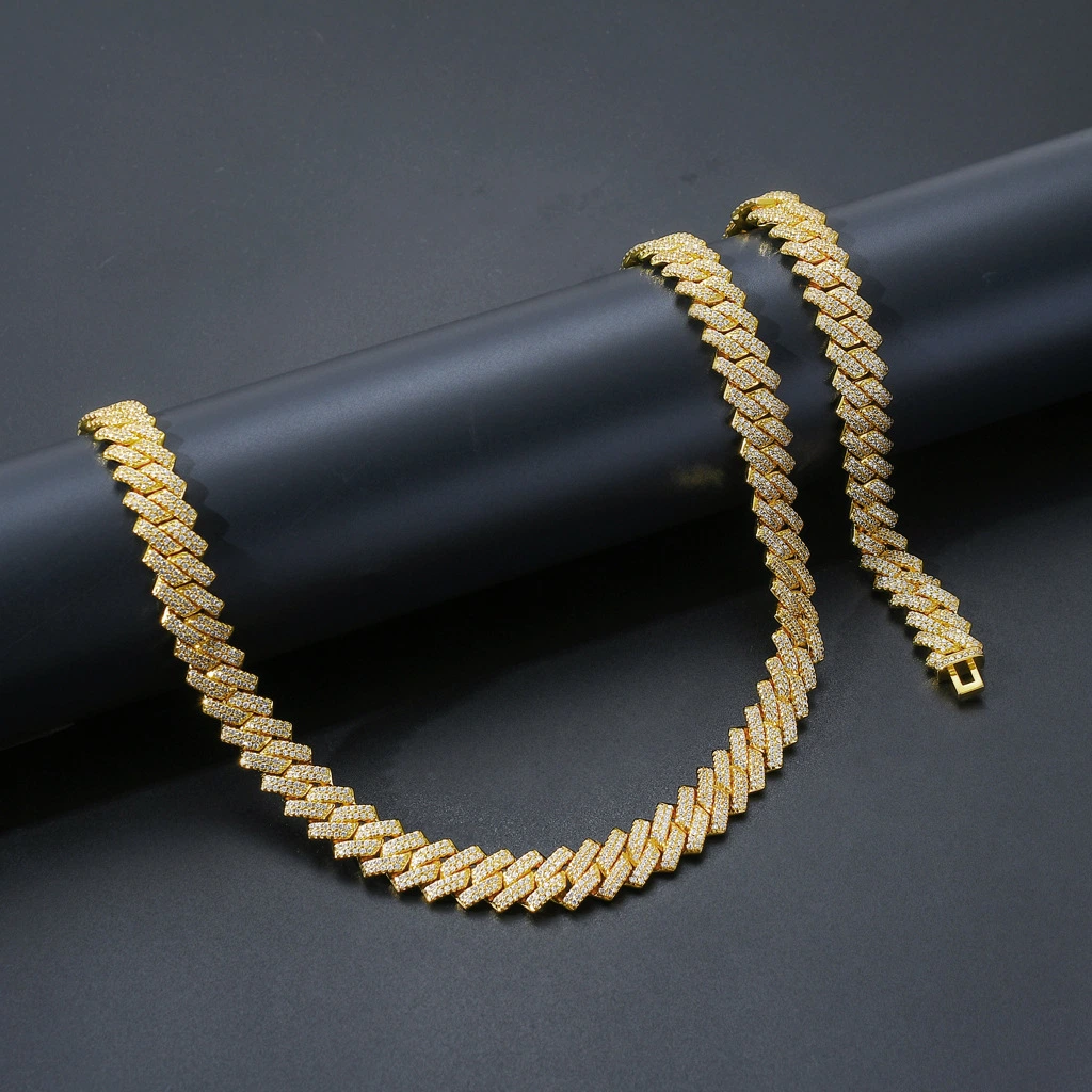 2021 New Style Factory Großhandel/Lieferant 14mm Diamond Miami Bling kubanischen Link Chain Choker Halskette Hip Hop Schmuck für Hip Hop Liebhaber