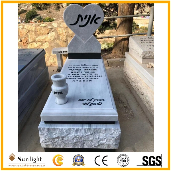 Black Stone Tombstone Factory Cheap Price of Israel Memorial Tombstone with Heart Shape