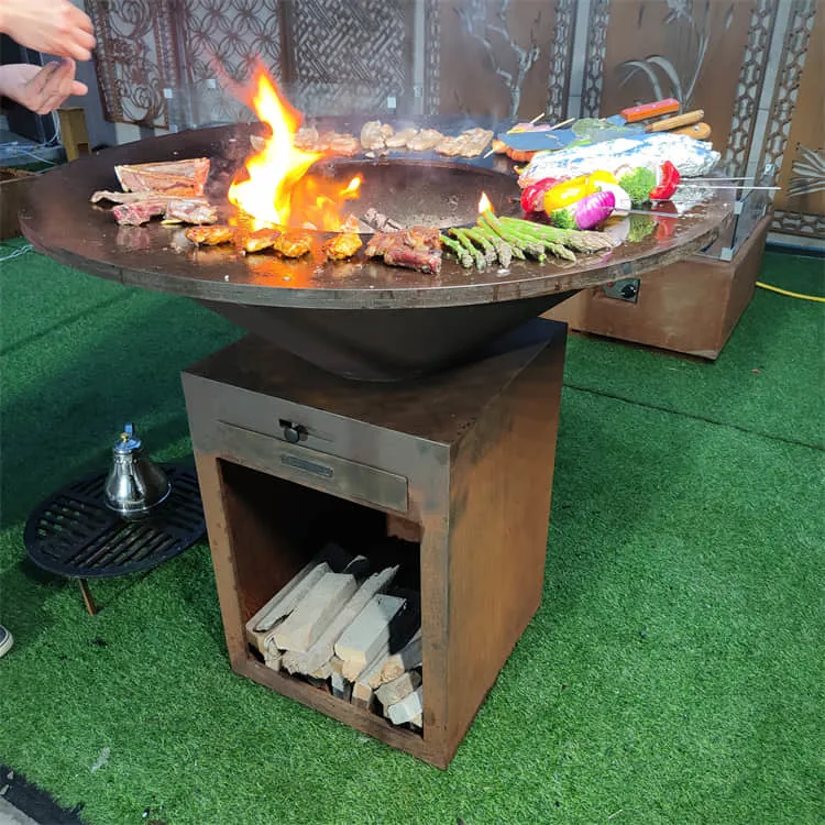 Corten Steel BBQ Corten Grill Garden Corten Steel Fire Pit Barbecue Grill Corten Steel Wood Fired Barbecue Grill