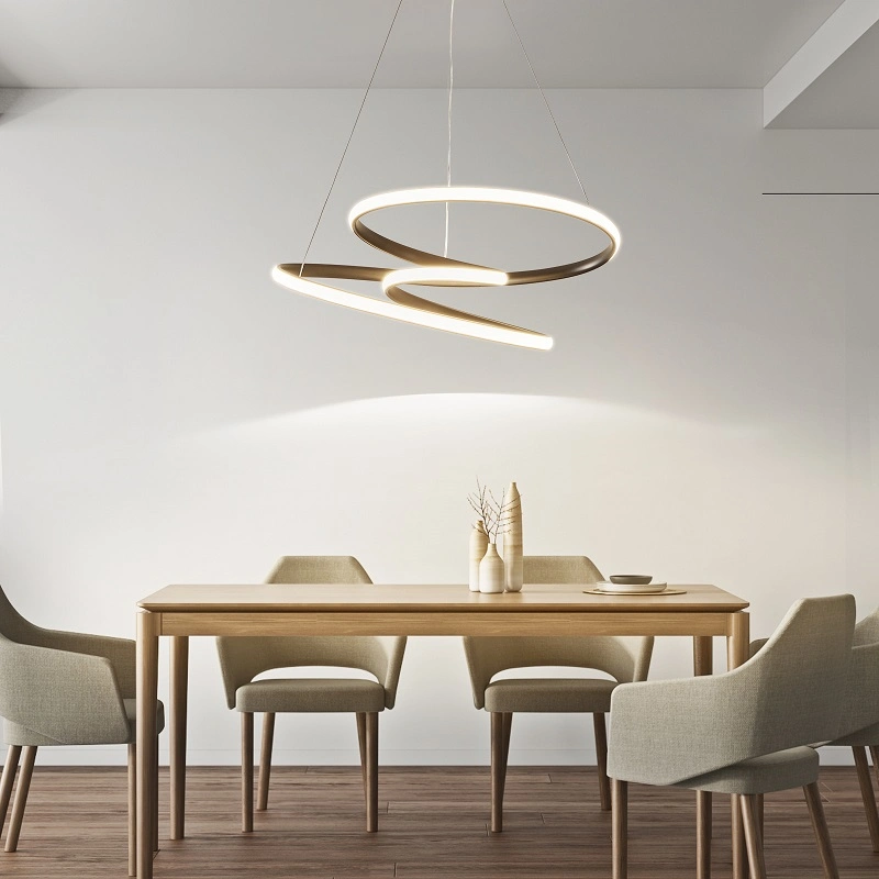 Sala de estar Hotel Gold Circle Line Ring - teto redondo pendente Lustre LED de luz