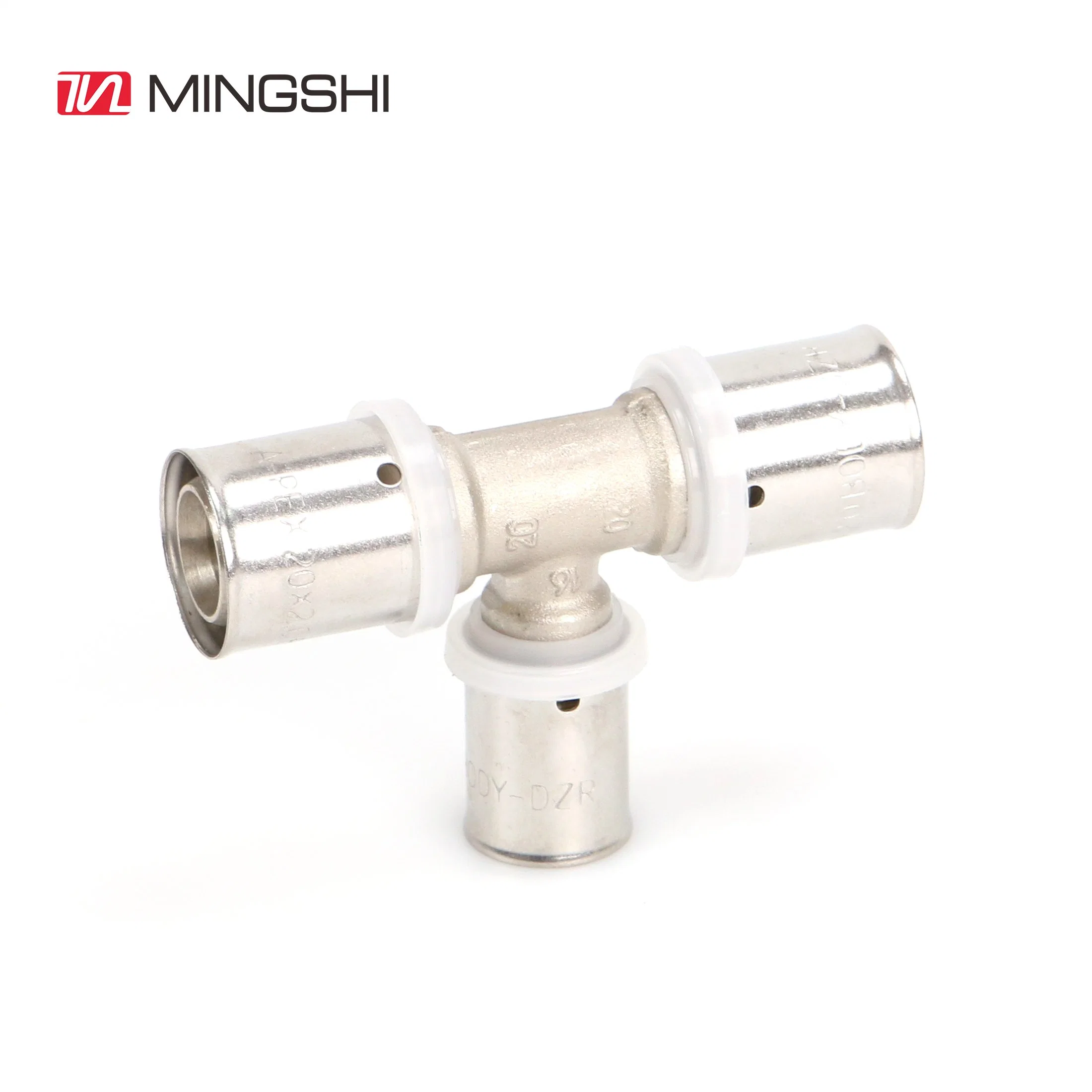 Mingshi Equal Tee Brass U Profile Press Fittings for Pluming Multilayer Pex Pert Water and Gas Pipe