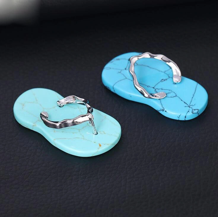 Nueva moda Flip Flop personalizada Gran Piedra Natural colgantes para Collar de joyas de diseños de decisiones