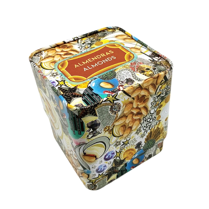 Ver las tuercas de embalaje Caja de Tin Tin Box Caja de metal de Caramelo oblicua de Plaza de la Lata de almacenamiento