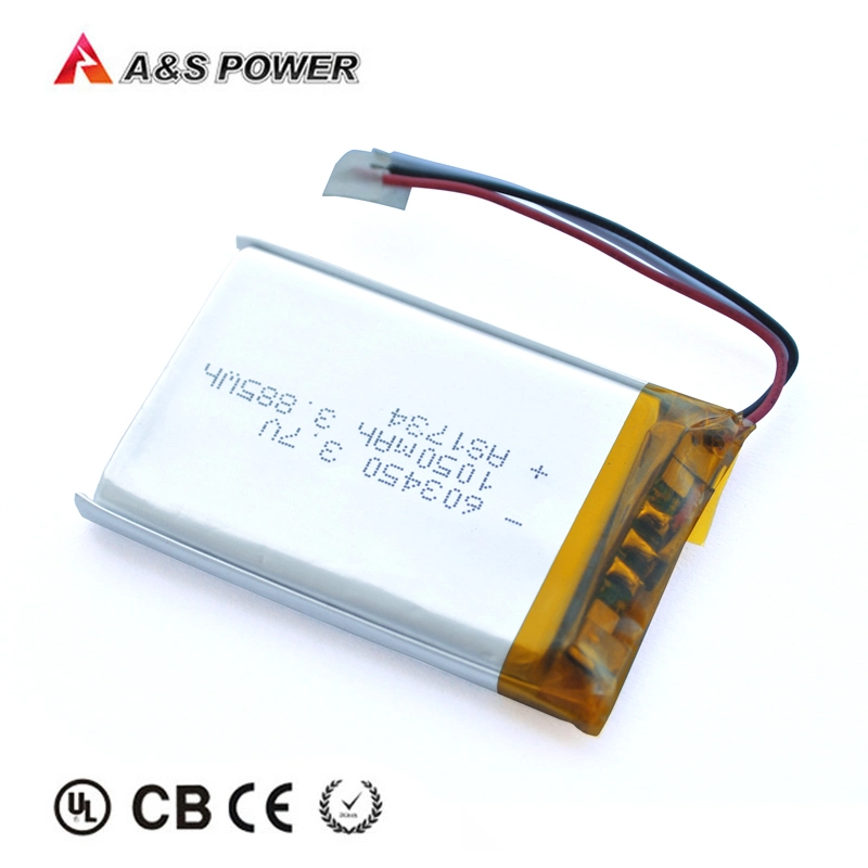 UL IEC62133 Kc/ONU38.3 Aprobado Batería de litio recargable de 3,7V 1050mAh Lipo batería 603450