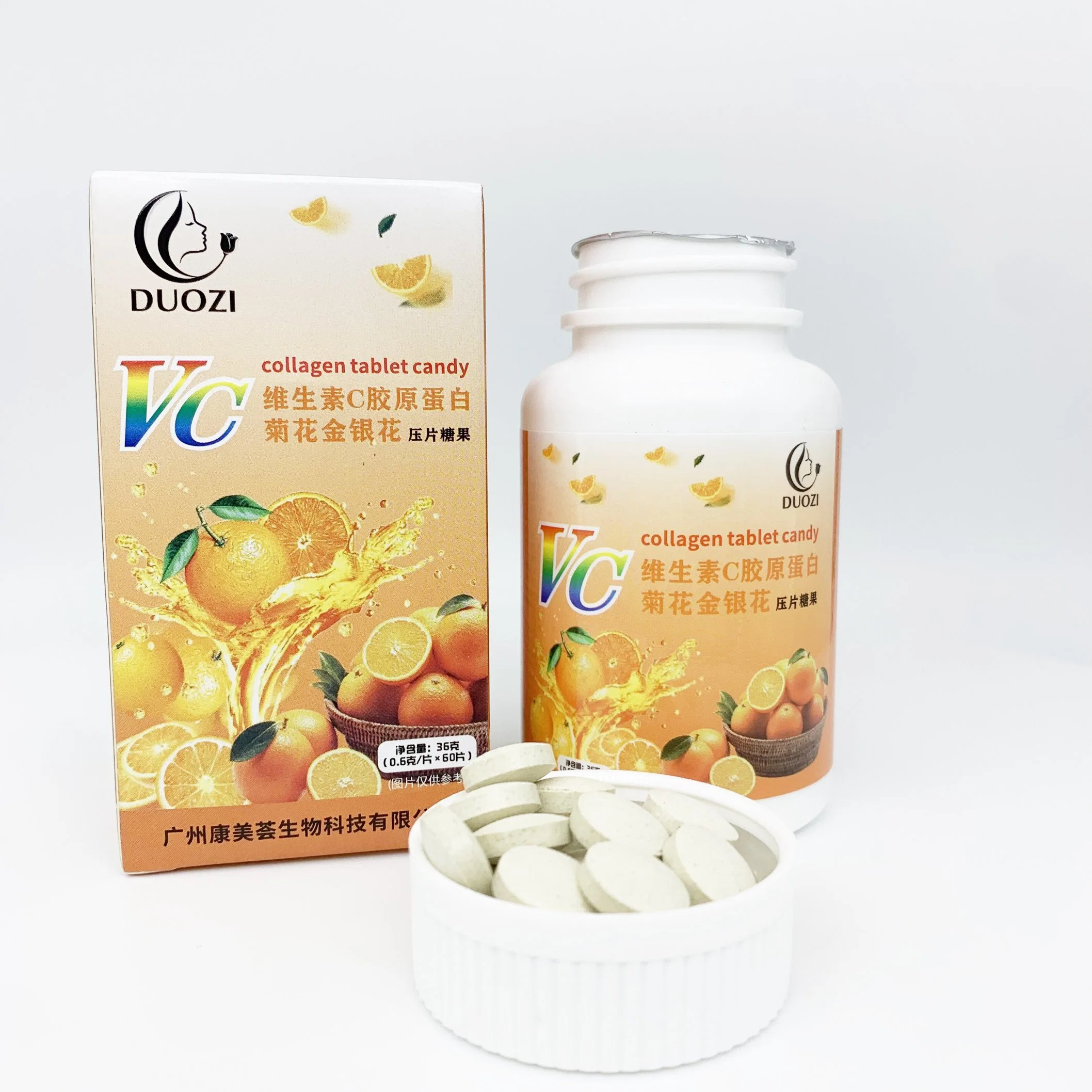 Fabrik Beliebte Vitamin C Collagen Chrysantheme Honigwanzen Tabletten natürliche Haut Anti-Aging Cranberry Pulver Kein Zucker