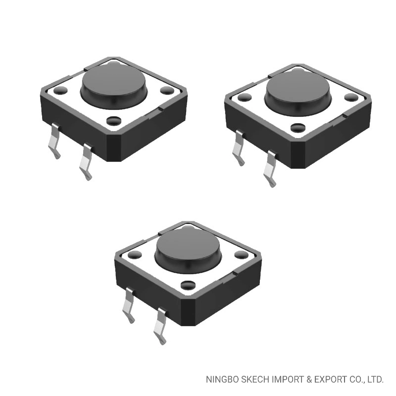 Interruptor de contacto de vástago plano de 12 x 12 mm, montaje superficial en PCB, Micro on-off Interruptor pulsador vertical