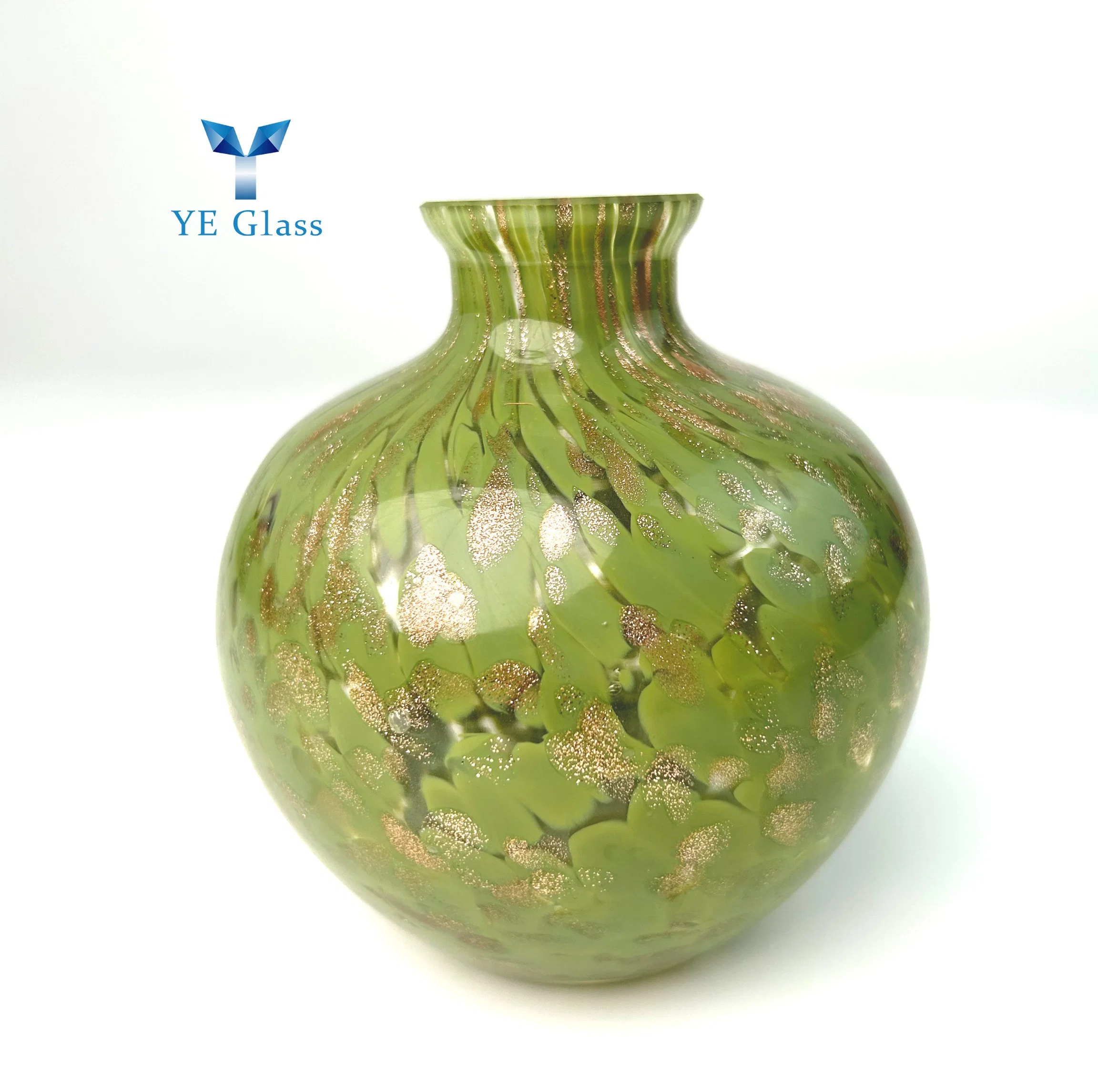 Blown Glass Flower Vase Morden Art Green Glass Vases for Home Decor