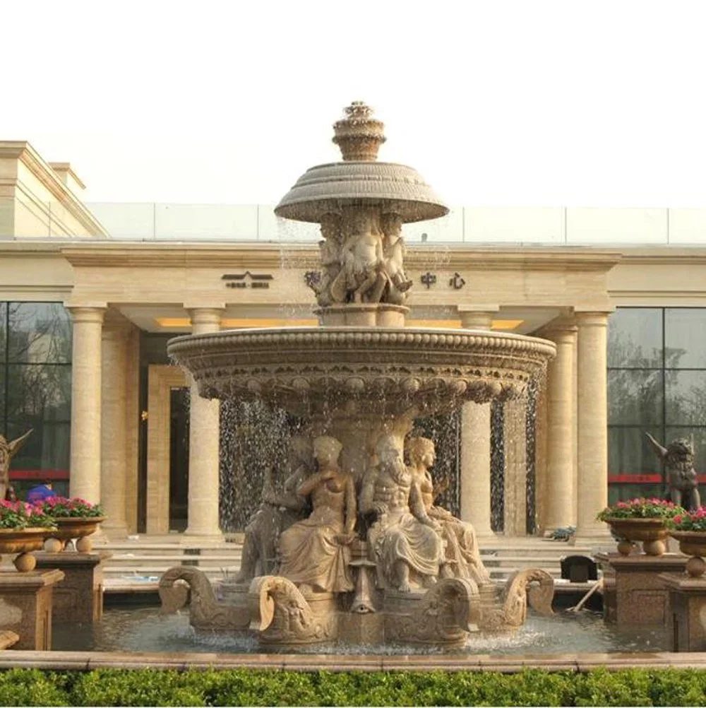 Luxury Europe Style Big Trevi Garden Water Fountains White Marble Stone Products for Building Facade