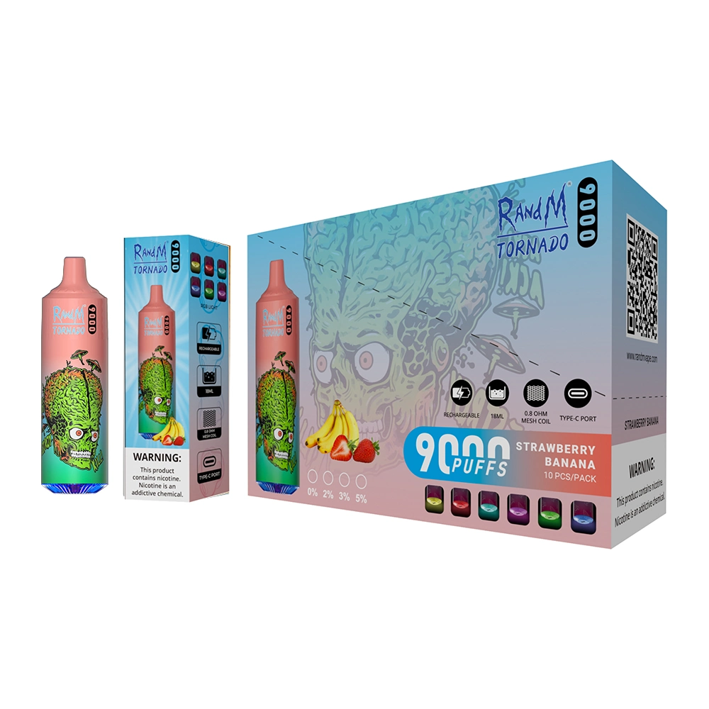 Original 43 colores malla bobina Randm Tornado 9000 Puffs with VAPE desechable claro RGB